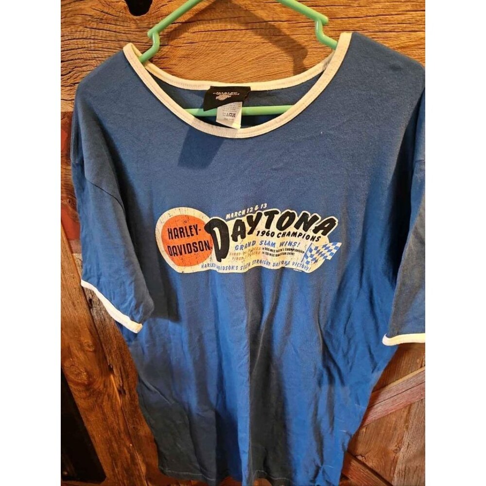 Womens Plus Size Harley Davidson Motorcycles Size XXL / 2XL Blue Daytona Shirt